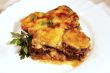Lamb moussaka with egg plant; cheese and herbs