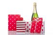 Gifts and champagne bottle