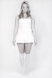 Studio portrait of a long blond girl standing