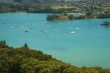 Idyllic blue lagoon with yachts