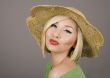 Blonde Straw Hat Puckered