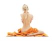 beautiful lady with orange towels 2