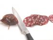 summer sausage and  kitchen knife