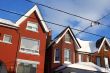Snowed townhouses in downtown Toronto
