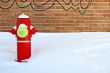 Red fire hydrant in winter