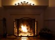 Cozy fireplace with burning fire