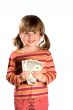 Girl holding bunch of dollars