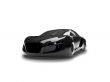 isolated black super car front view 01