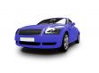 isolated blue car front view