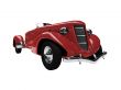 isolated vintage red car front view
