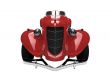 isolated vintage red car front view