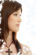 lovely brunette with cross and snowflakes