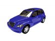isolated blue american car front view