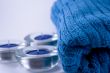 blue towel and candles