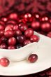 Cranberries on red