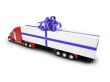 Present truck isolated red-blue back view