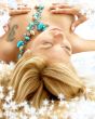 dreaming blond in bed with snowflakes