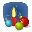 christmas balls and candle