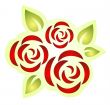 three ornate roses