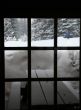 Window panes, winter scene
