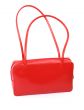 female red leather handbag
