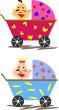 The baby in a children`s carriage