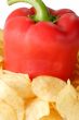 Red paprika with potato chips