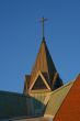 The top part and cross of Catholic church.
