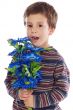 adorable boy with flowers