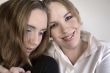 Portrait of two women in love