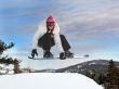 Girl snowboarding