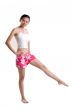 red floral short exercising young girl