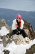 Girl in winter mountains