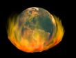 Burning earth, isolated on black