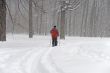 Man skiing during a snowfall