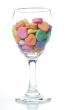 Conversation Hearts in a Wine Glass