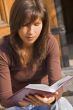 Girl student reading
