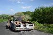 The burned down automobile