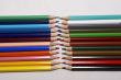 Set of color pencils on a white background