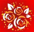 three stylized roses