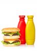 Double cheeseburger with mustard and ketchup