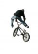 Jump on a bicycle.