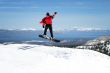 Snowboarder enjoying a view