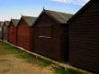 beach huts in winter