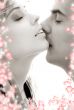 monochrome gentle kiss with flowers