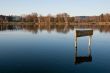 Lake in the dusk light. Autumnal colores.