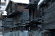 Old storehouses in Zermatt. Swiss old town.