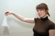 Girl is holding handkerchief