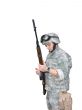 Soldier reloading his rifle