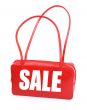 handbag with red sale sign